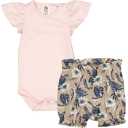 Set body cu volănașe și bloomers cu imprimeu crini