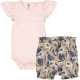 Set body cu volănașe și bloomers cu imprimeu crini