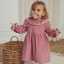 Rochie din catifea reiată cu guler dantelat