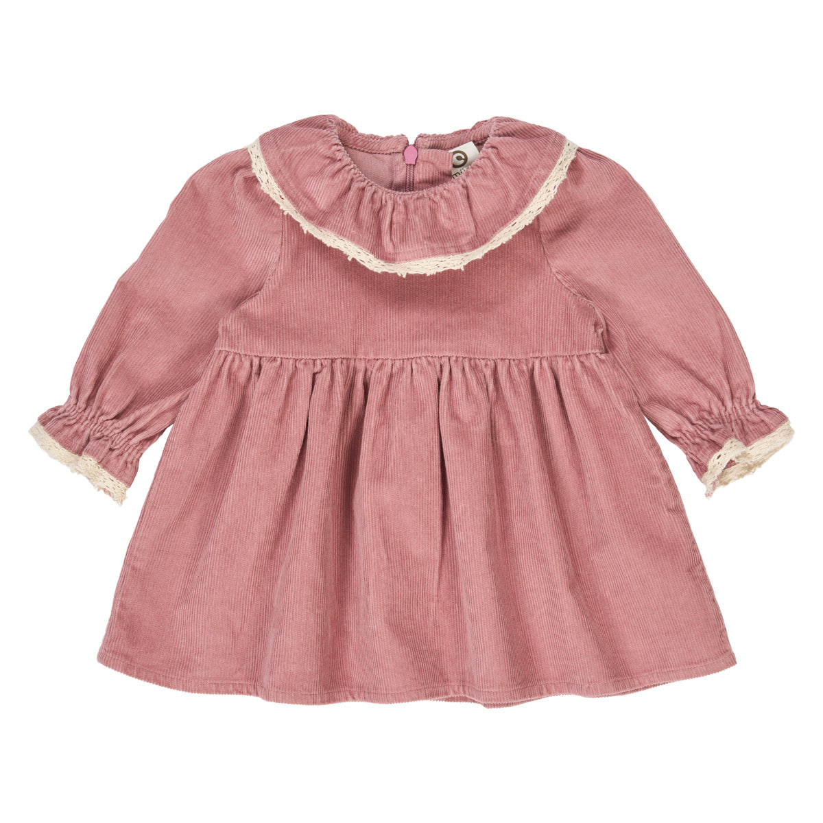 Rochie din catifea reiată cu guler dantelat