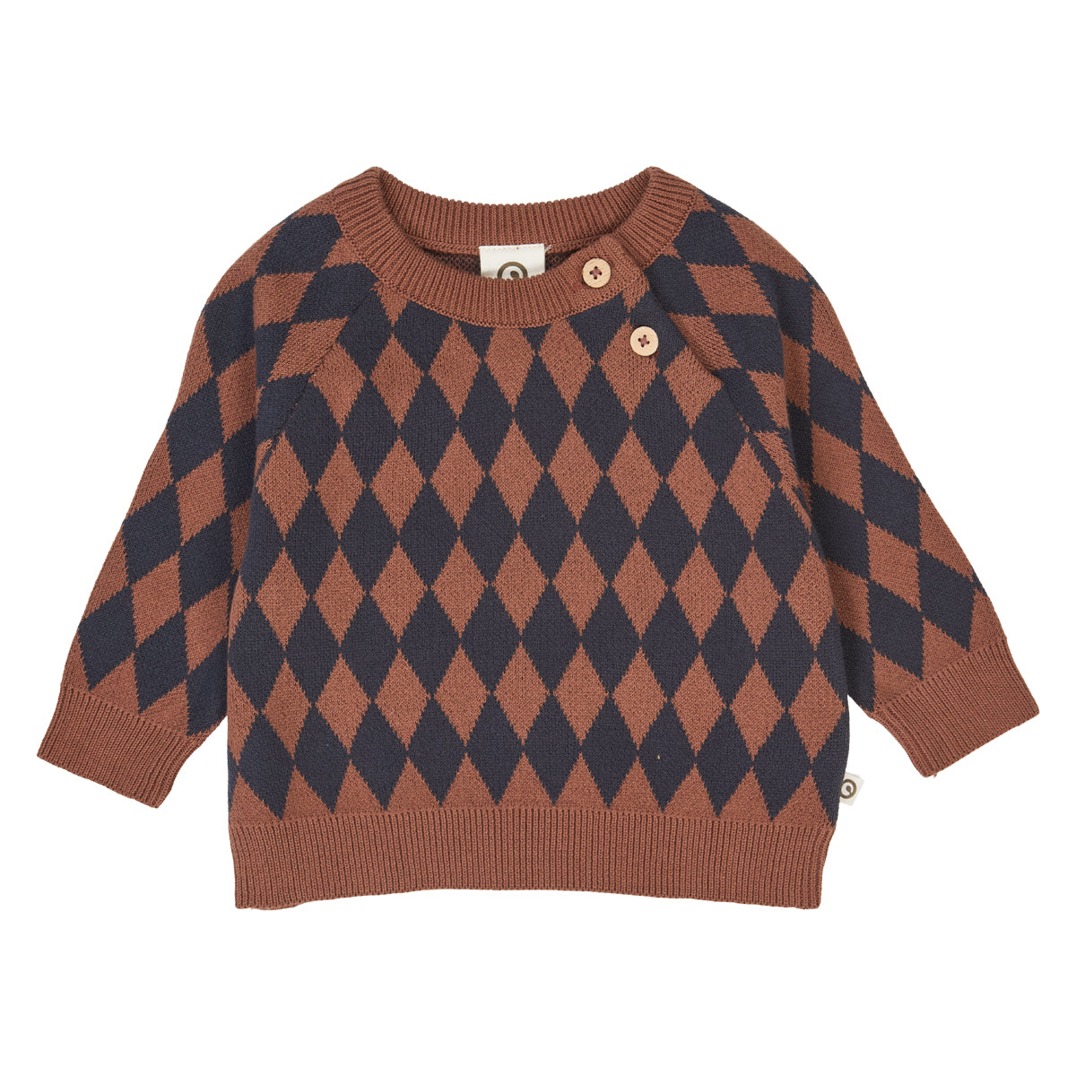 Pulover tricotat jacquard cu model harlequin bebeluși