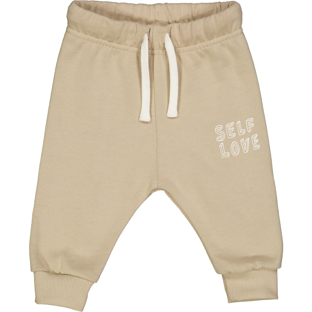 Pantaloni de trening cu imprimeu Self Love, crem