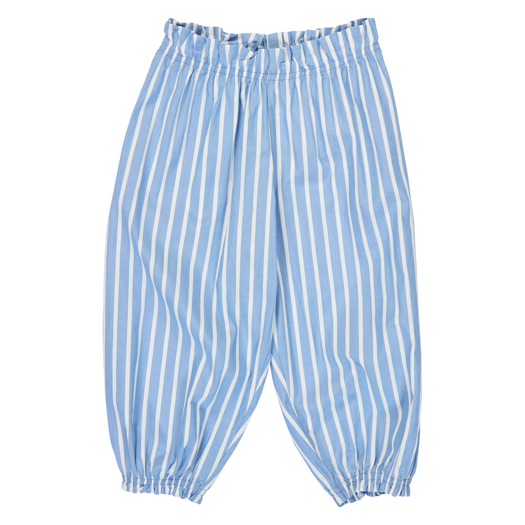 Pantaloni bufanți din bumbac poplin cu dungi