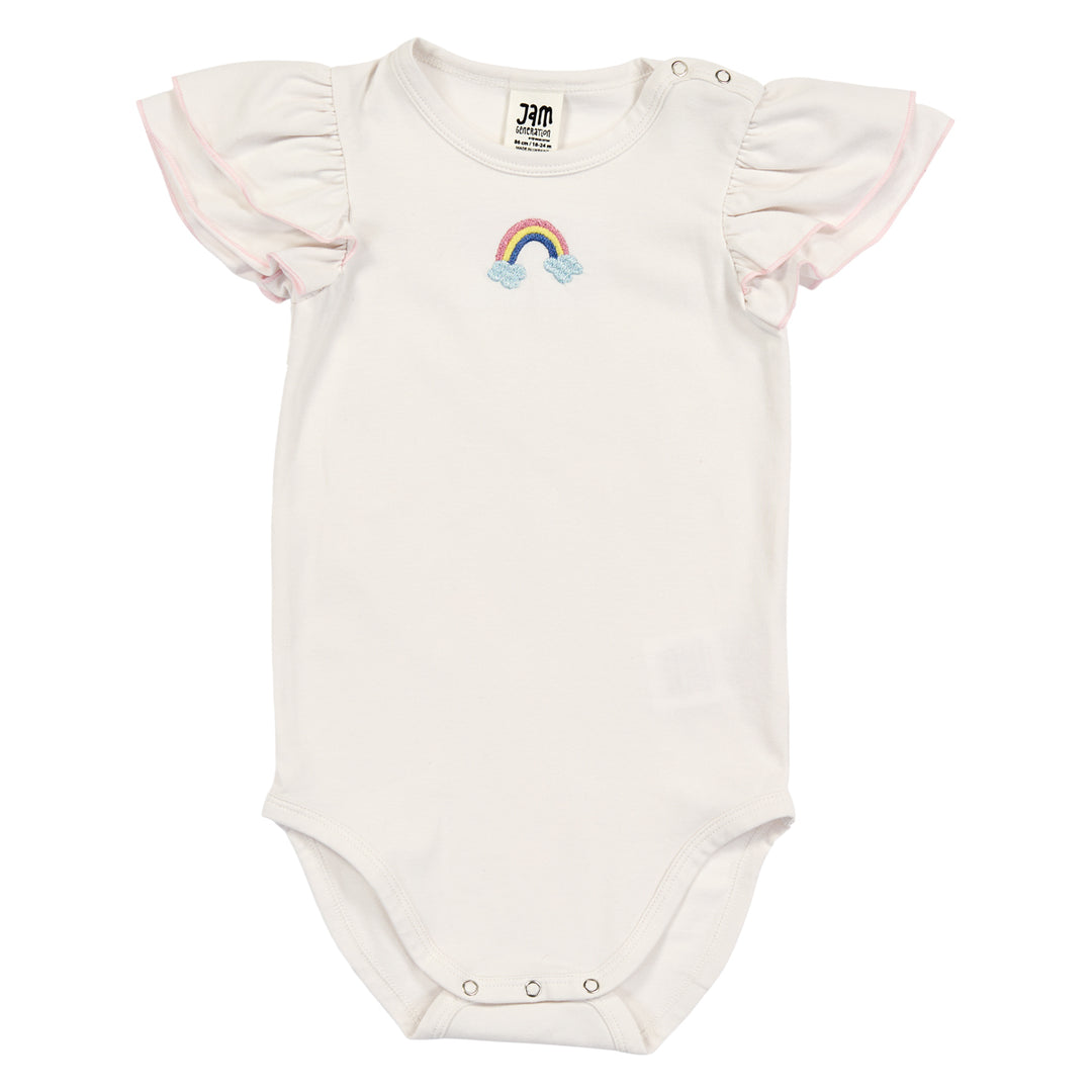 Body cu volănașe și broderie curcubeu