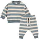 Set sweat cu dungi orizontale, Oak și Stormy Blue