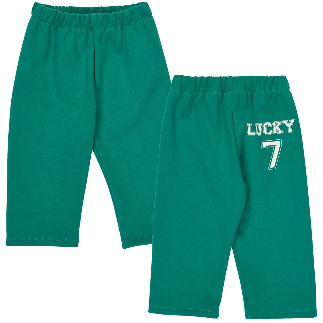 Pantaloni de trening cu imprimeu Lucky 7, verde