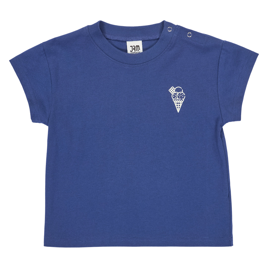 Tricou cu imprimeu înghețată, indigo