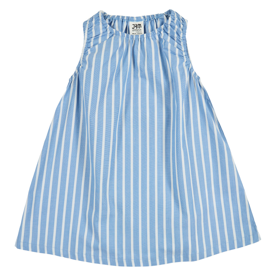Rochie fără mâneci din bumbac poplin cu dungi