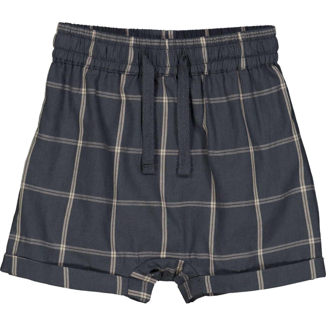 Pantaloni scurți bleumarin cu carouri din bumbac țesut