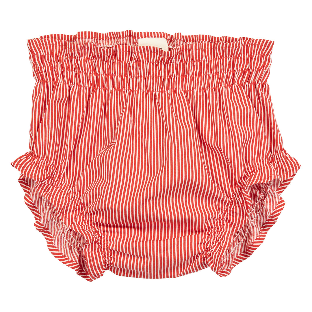 Bloomers din bumbac poplin cu dungi roșii și albe