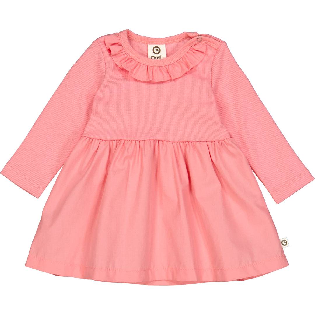Rochie din bumbac rib, roz