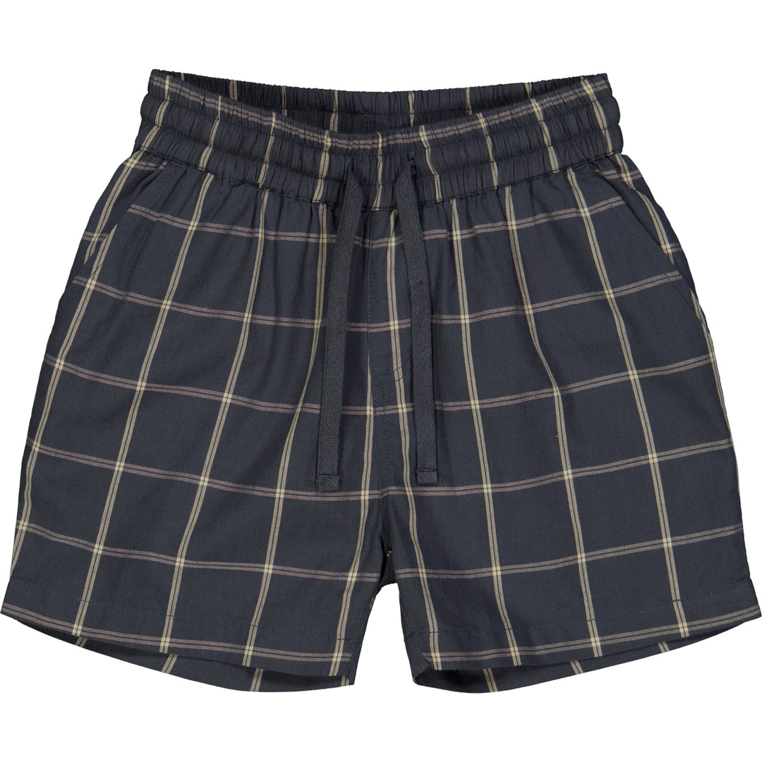 Pantaloni scurți cu carouri din bumbac organic, bleumarin