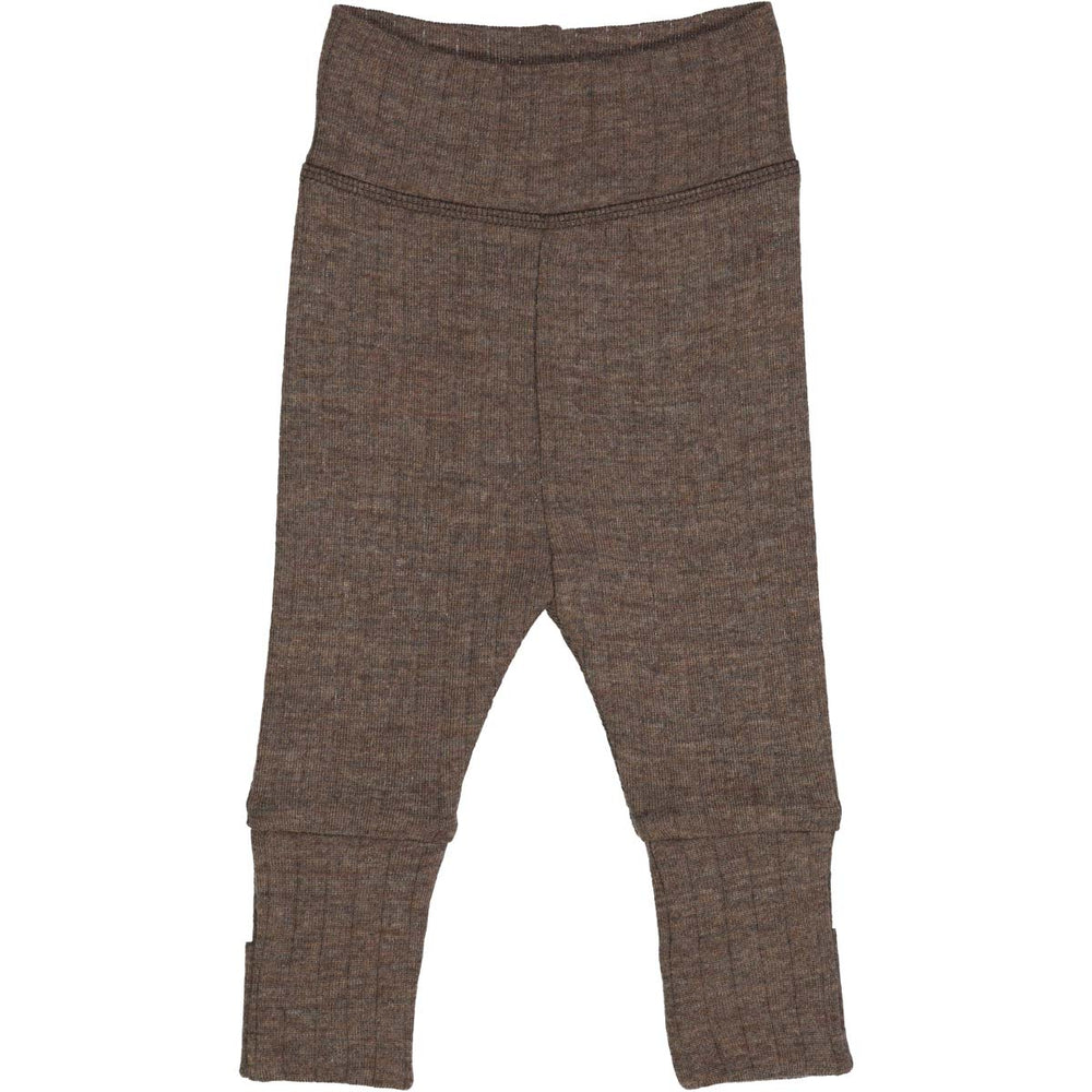 Pantaloni bebeluși din lână merinos rib cu botoșei pliabili, Walnut Melange