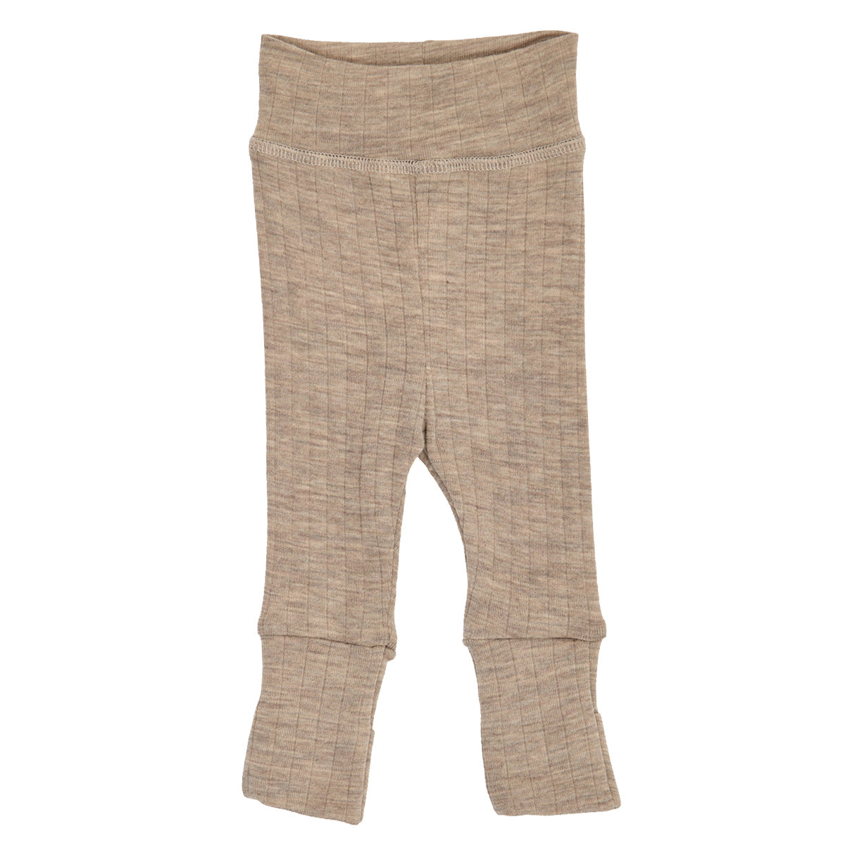 Pantaloni bebeluși din lână merinos rib cu botoșei pliabili, Balsam Melange