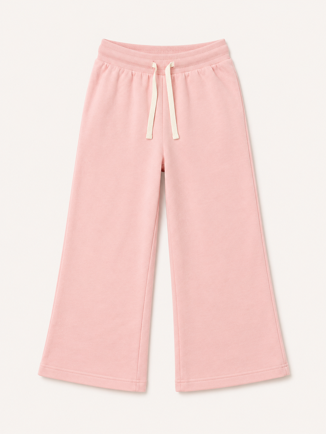 Pantaloni de trening evazați din bumbac organic, roz deschis