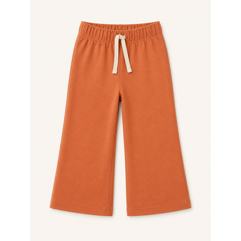 Pantaloni de trening evazați din bumbac organic, cărămiziu