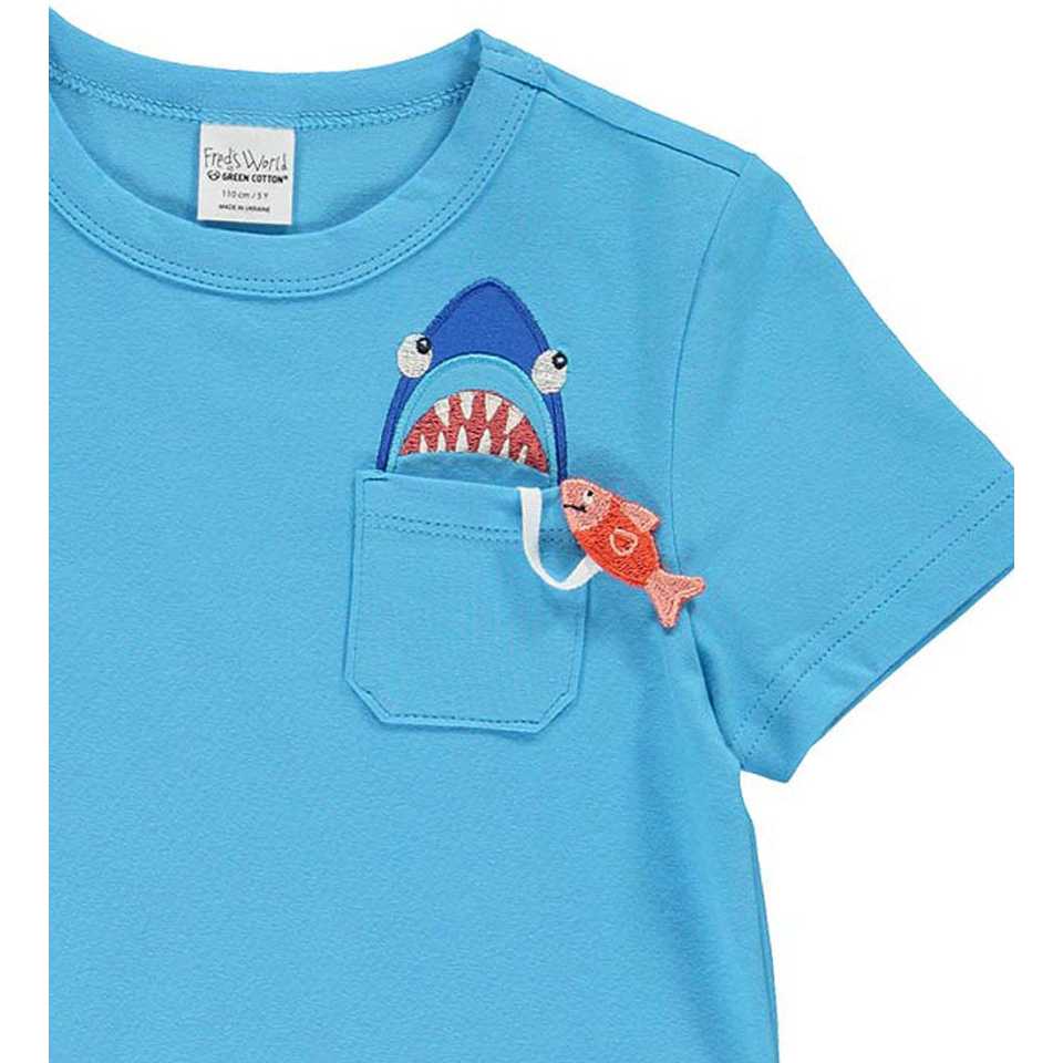 Tricou cu buzunar din bumbac organic, albastru