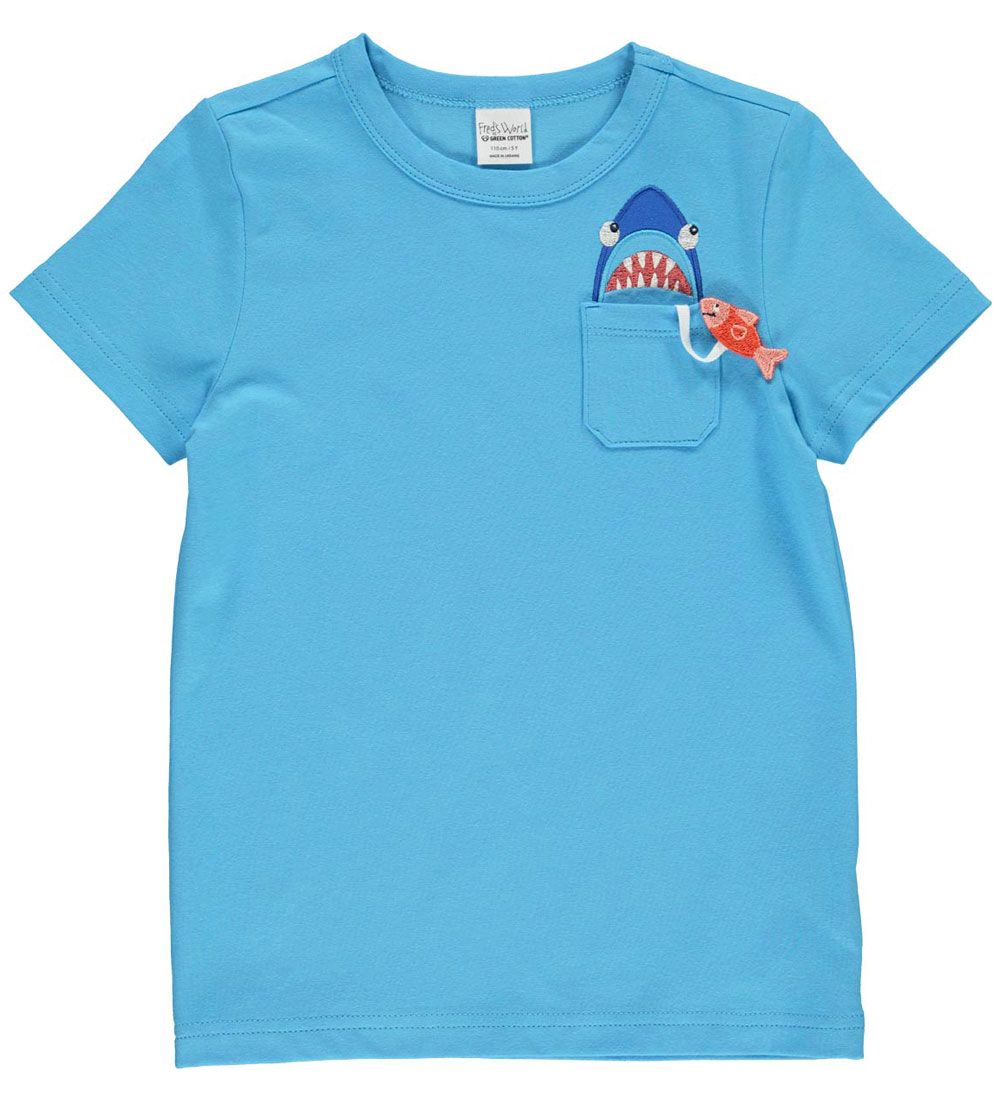 Tricou cu buzunar din bumbac organic, albastru