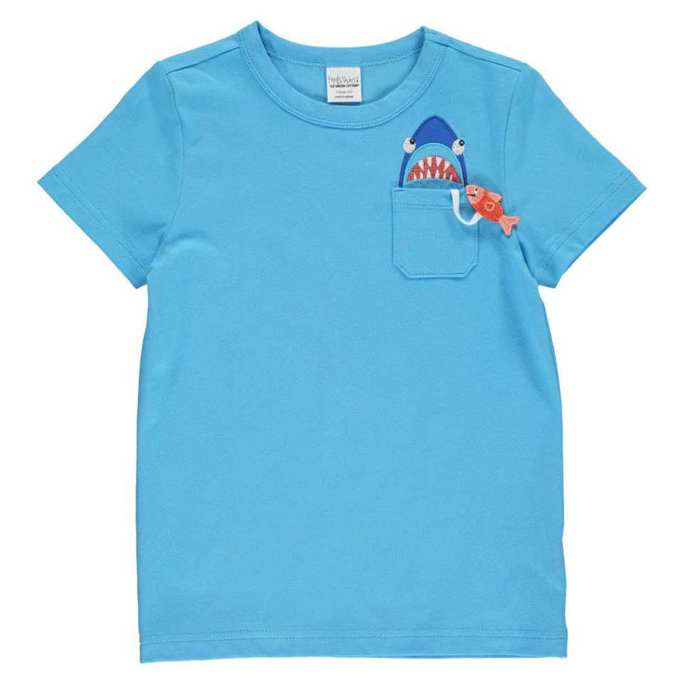 Tricou cu buzunar din bumbac organic, albastru