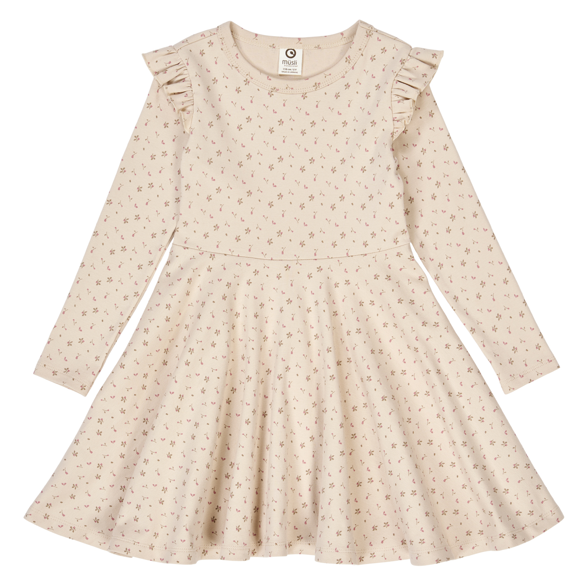 Rochie cu volănașe și imprimeu floral, mânecă lungă