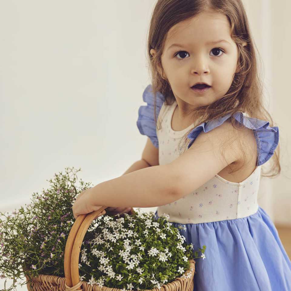 Rochie cu mâneci fluture și fustă bubble, bleu