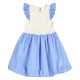 Rochie cu mâneci fluture și fustă bubble, bleu