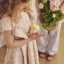 Rochie cu volănașe și imprimeu floral, piersică