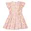 Rochie cu volănașe și imprimeu floral, piersică