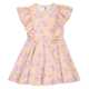 Rochie cu volănașe și imprimeu floral, piersică