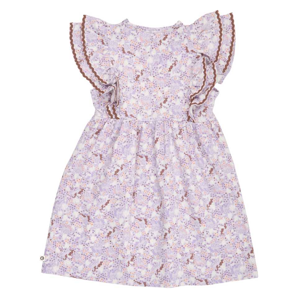 Rochie cu mâneci fluture și imprimeu flori și căluți, lila