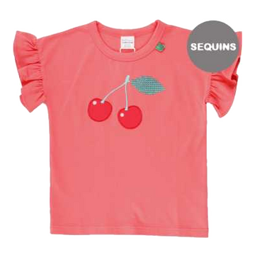 Tricou corai cu aplicație cireșe