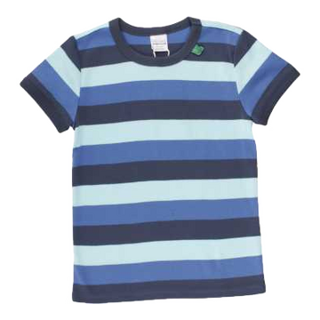 Tricou albastru cu dungi late și capse
