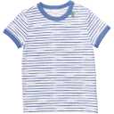 Tricou alb cu dungi albastre