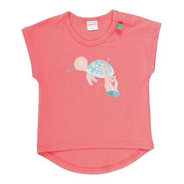 Tricou corai cu imprimeu cusut țestoasă