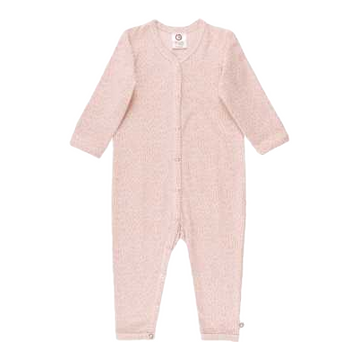 Salopetă roz cu mânecă lungă și imprimeu