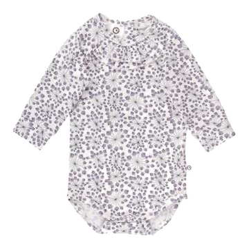Body alb din bumbac organic cu imprimeu floral și volane