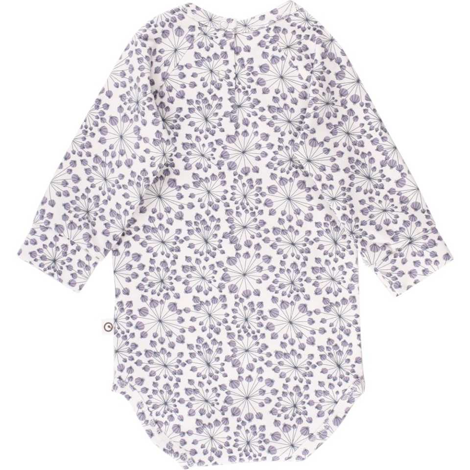 Body alb din bumbac organic cu imprimeu floral și volane