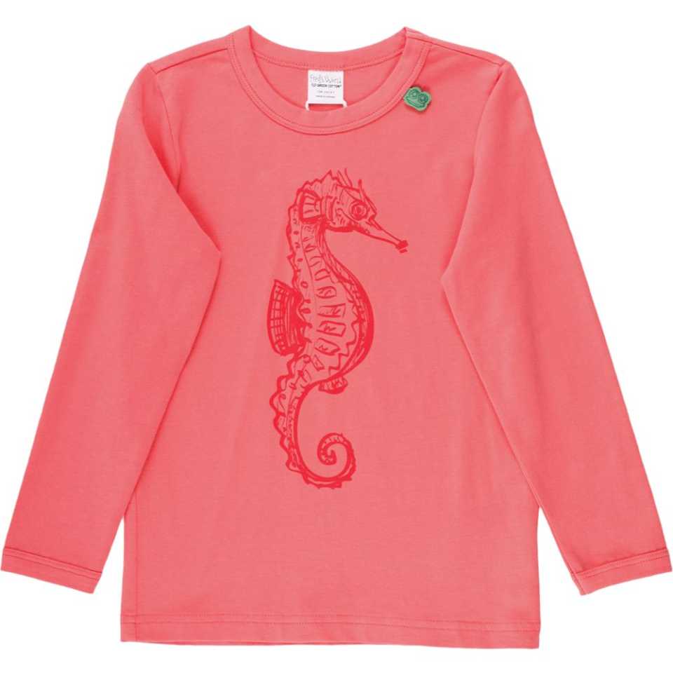 Bluză corai cu mânecă lungă și imprimeu căluț de mare