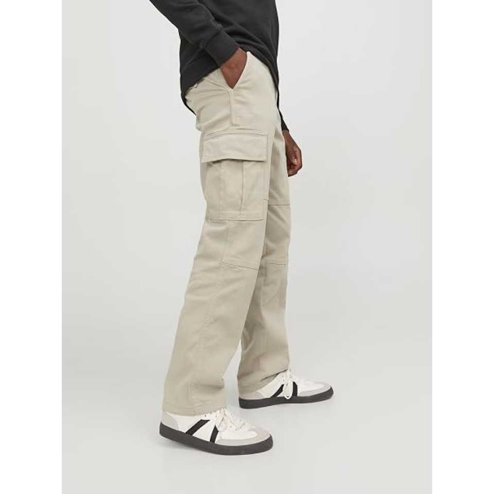 Pantaloni cargo bej băieți cu croi loose fit