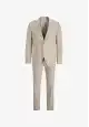 Costum bej băieți slim fit din bumbac și in