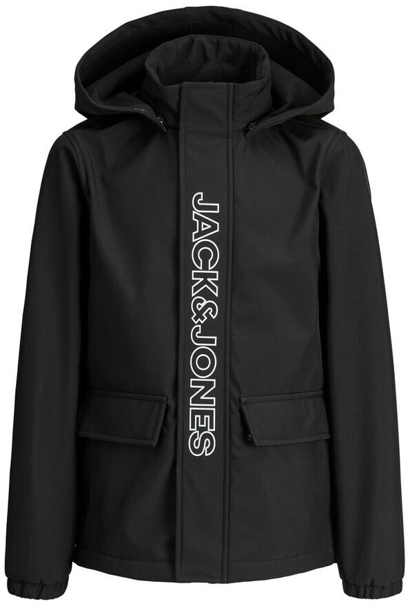 Jachetă softshell neagră băieți cu glugă