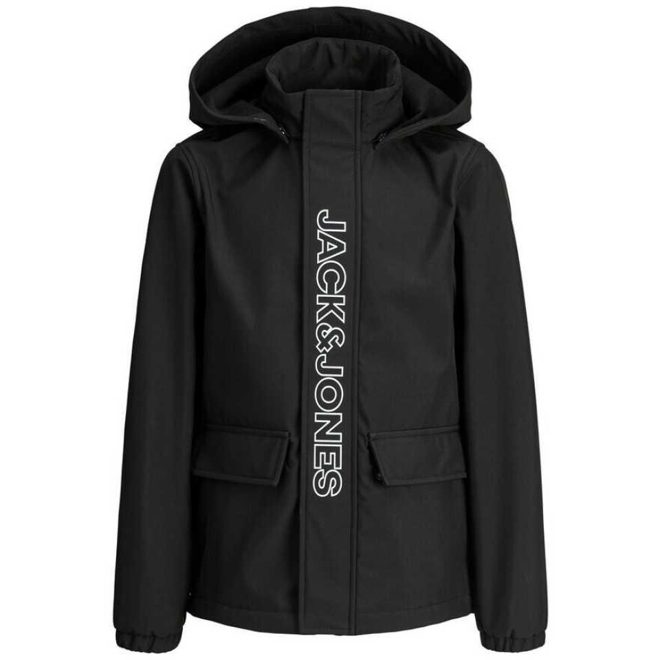 Jachetă softshell neagră băieți cu glugă
