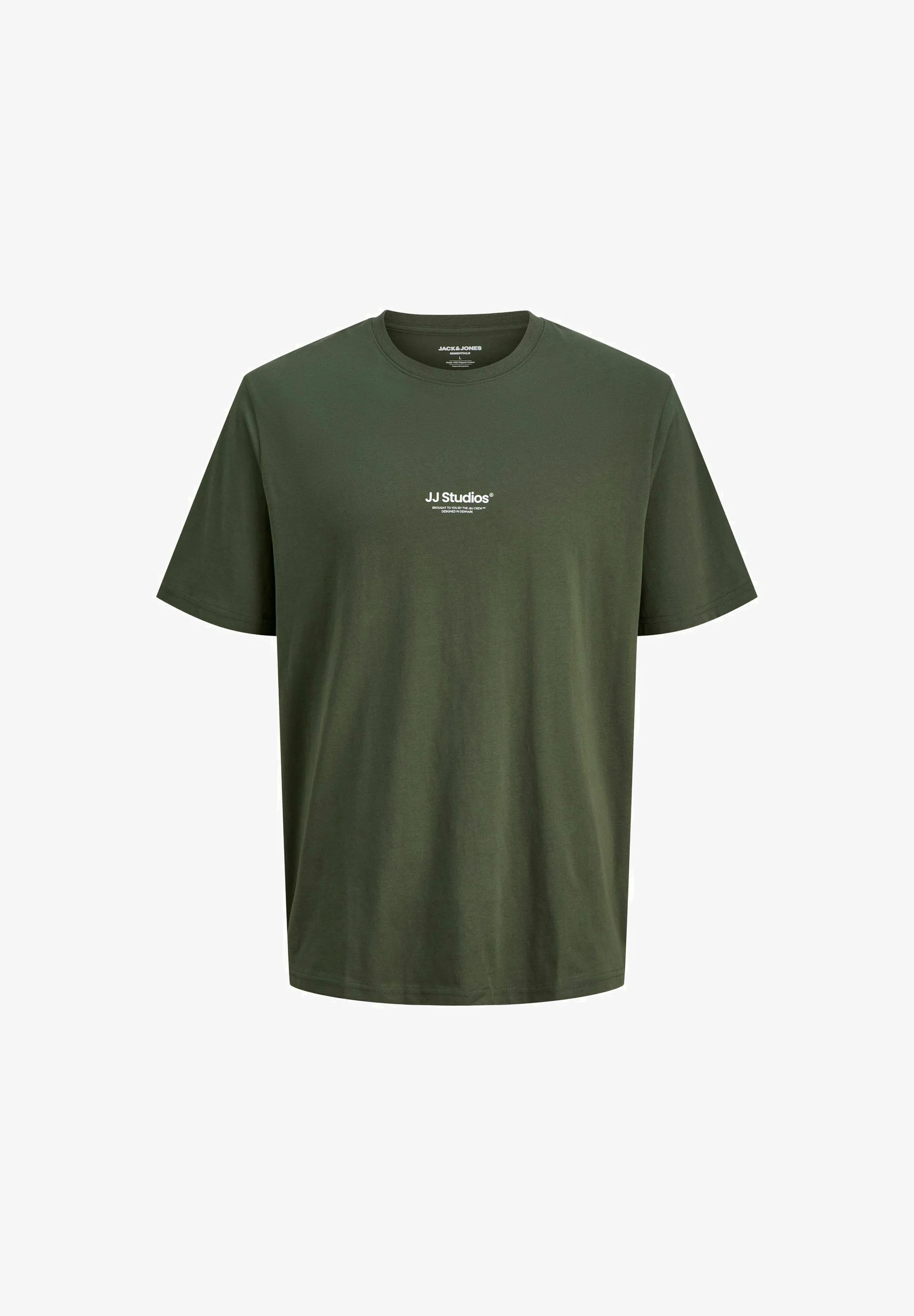 Tricou verde kaki băieți cu logo mic JJ Studios