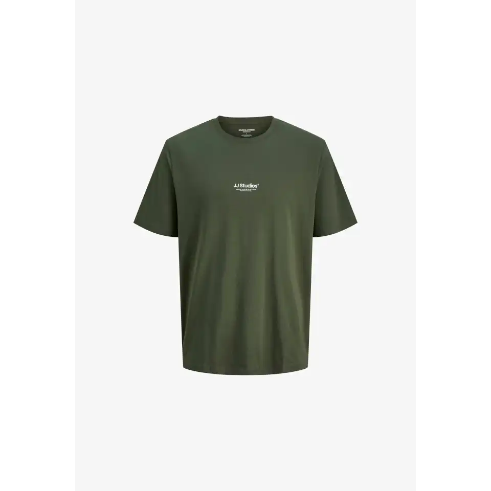 Tricou verde kaki băieți cu logo mic JJ Studios