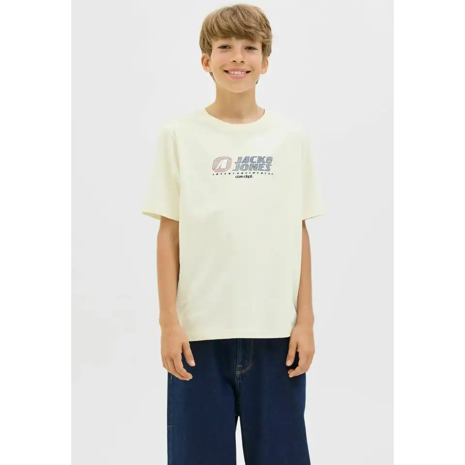 Tricou galben pal băieți cu imprimeu grafic frontal