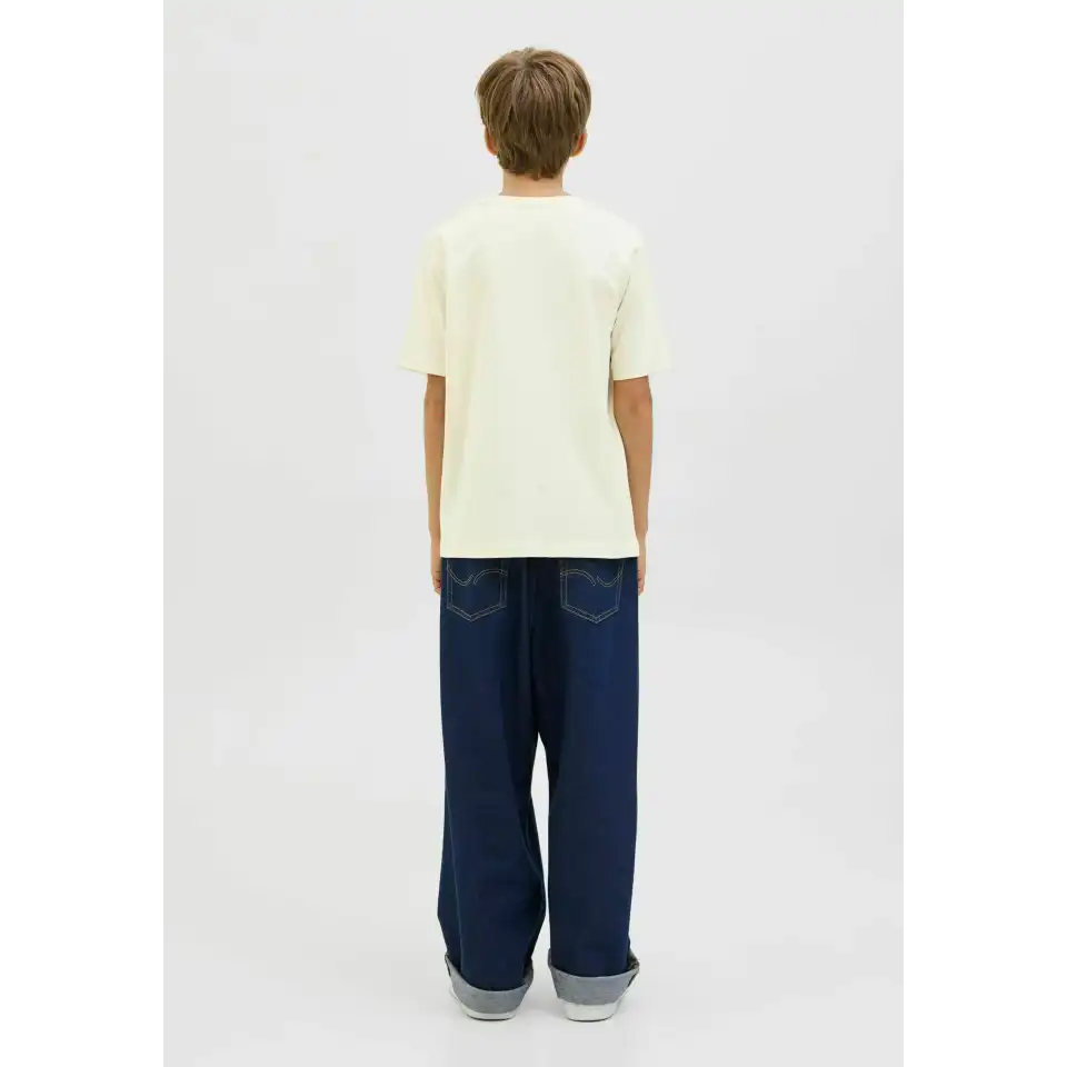 Tricou galben pal băieți cu imprimeu grafic frontal