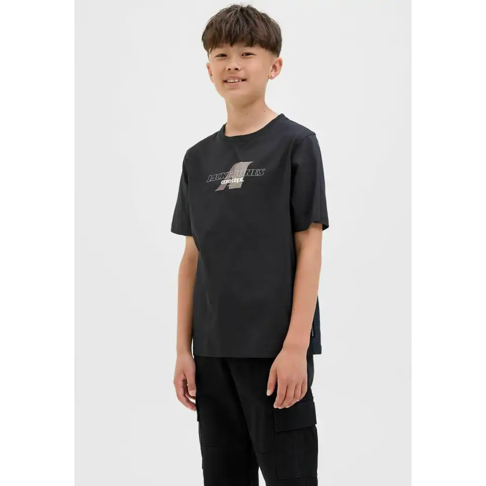 Tricou negru băieți cu imprimeu grafic frontal