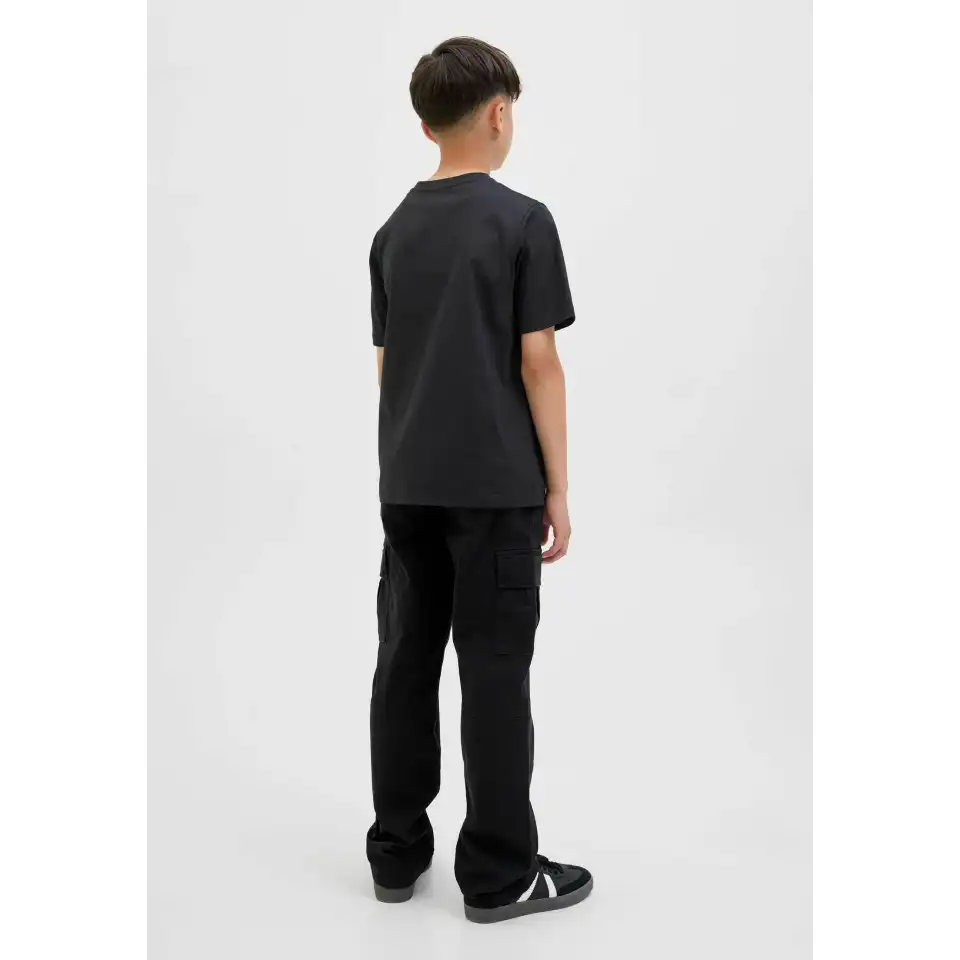 Tricou negru băieți cu imprimeu grafic frontal