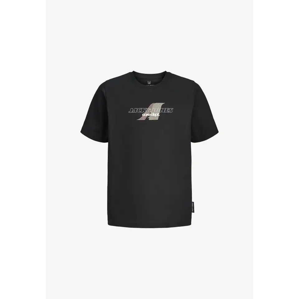 Tricou negru băieți cu imprimeu grafic frontal