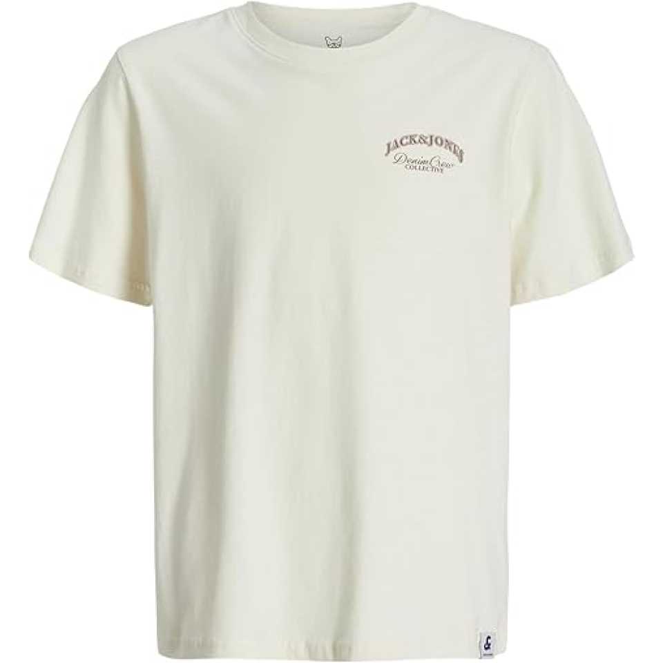 Tricou alb ecru băieți cu imprimeu pe spate